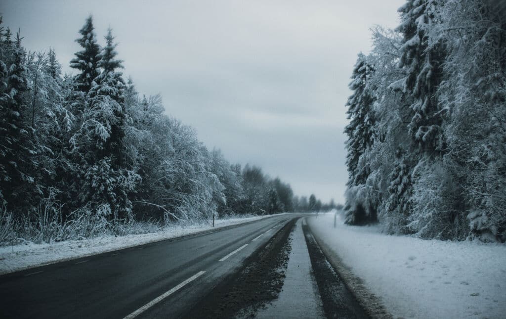 Windy Mountain Road with Snow