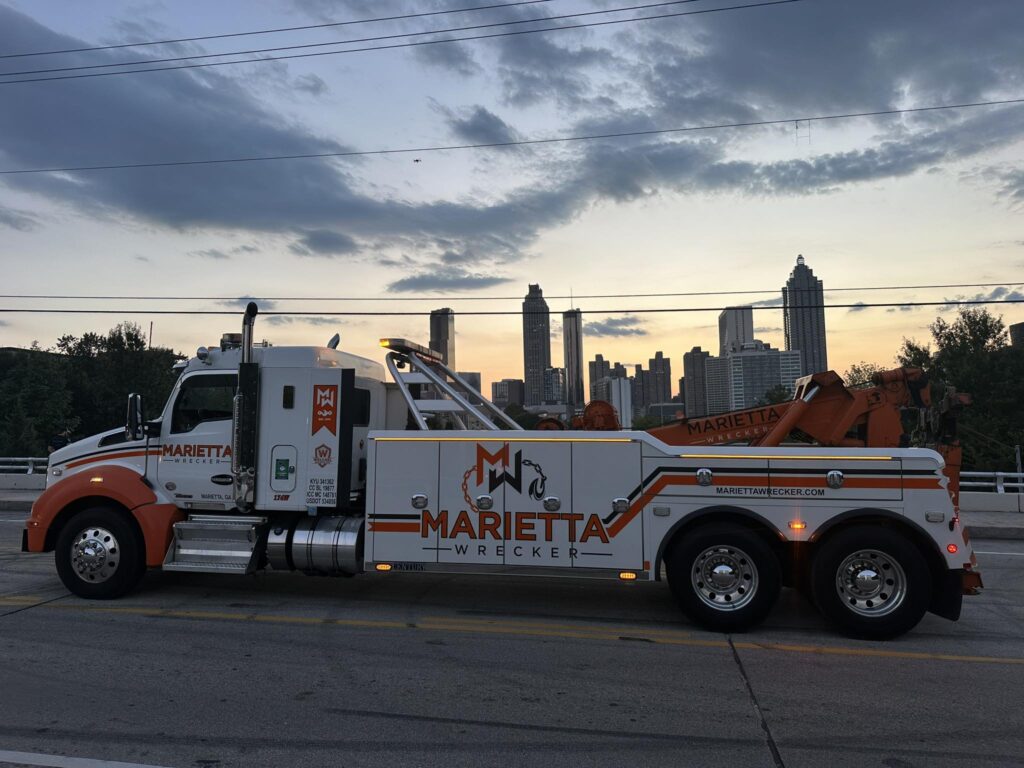 Marietta Wrecker Service on Jackson St Bridge